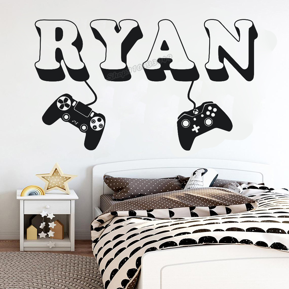 Gaming Accessories For Room - Gamer muursticker met aangepaste naam, controller